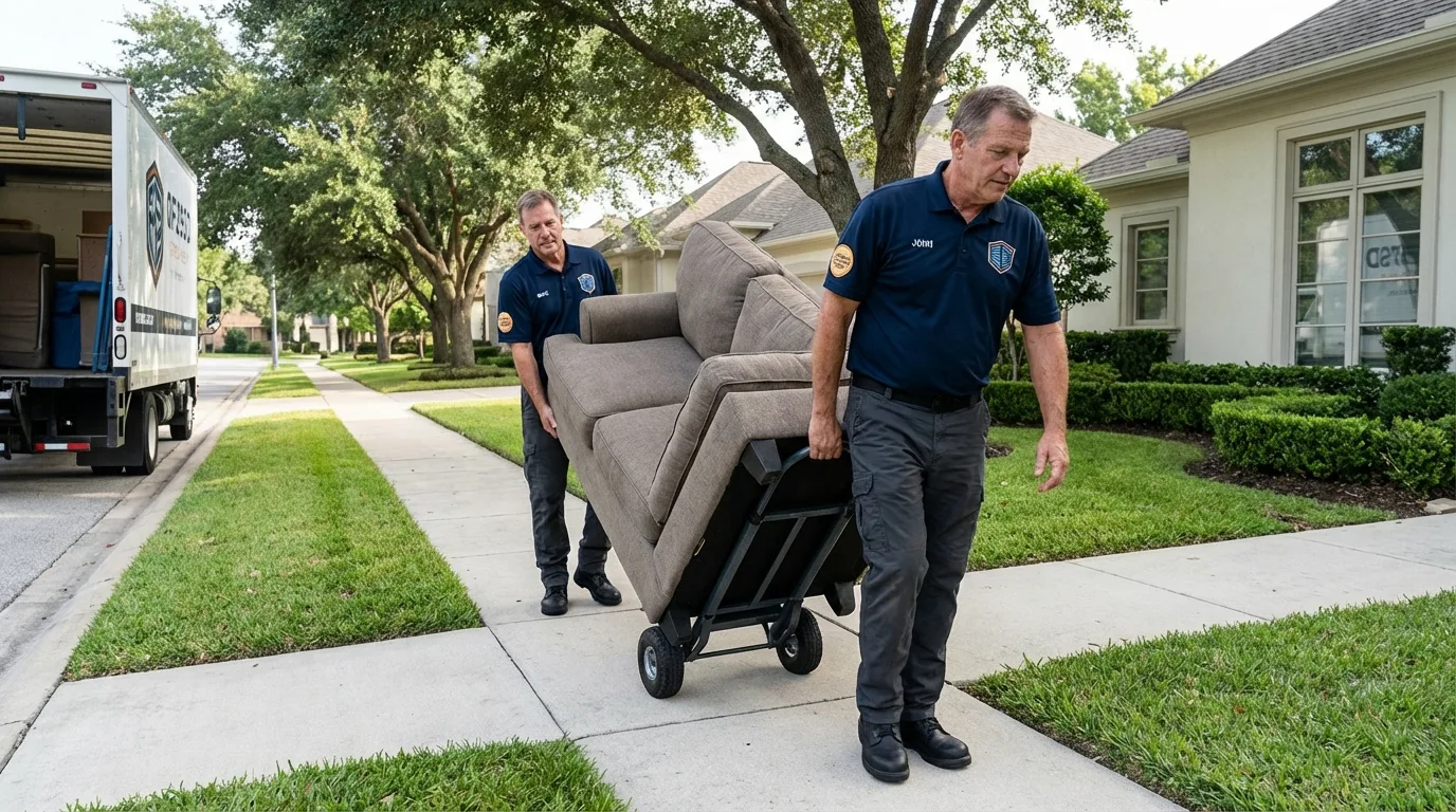 Local residential moving crew loading furniture in Romeoville, IL